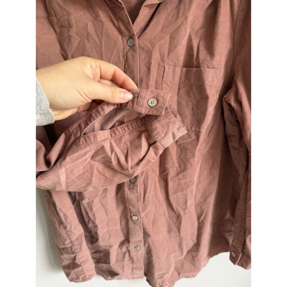 J.Jill Pink Tan Corduroy Button Down Blouse Womens S Fall Casual Classic - Picture 4 of 6